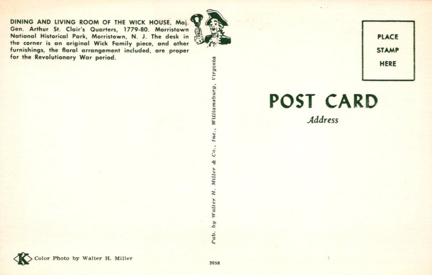 America Postcard - The Wick House, Morristown National Historical Park, New Jersey - Mo’s Postcards