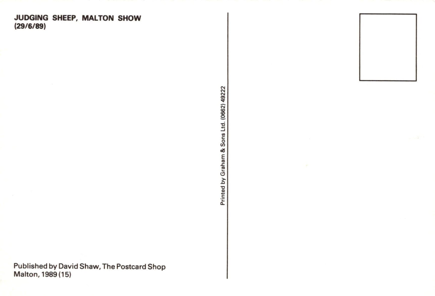 Yorkshire Postcard - Judging Sheep, Malton Show 1989 - Mo’s Postcards