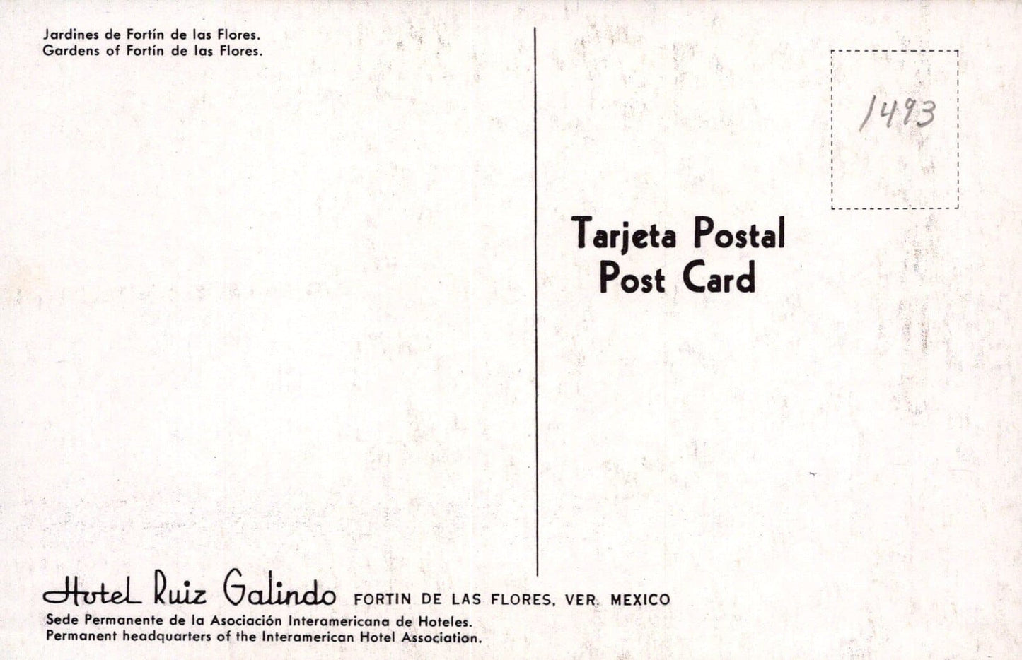Mexico Postcard - Gardens of Fortin De Las Flores, Hotel Ruiz Galindo, Veracruz - Mo’s Postcards