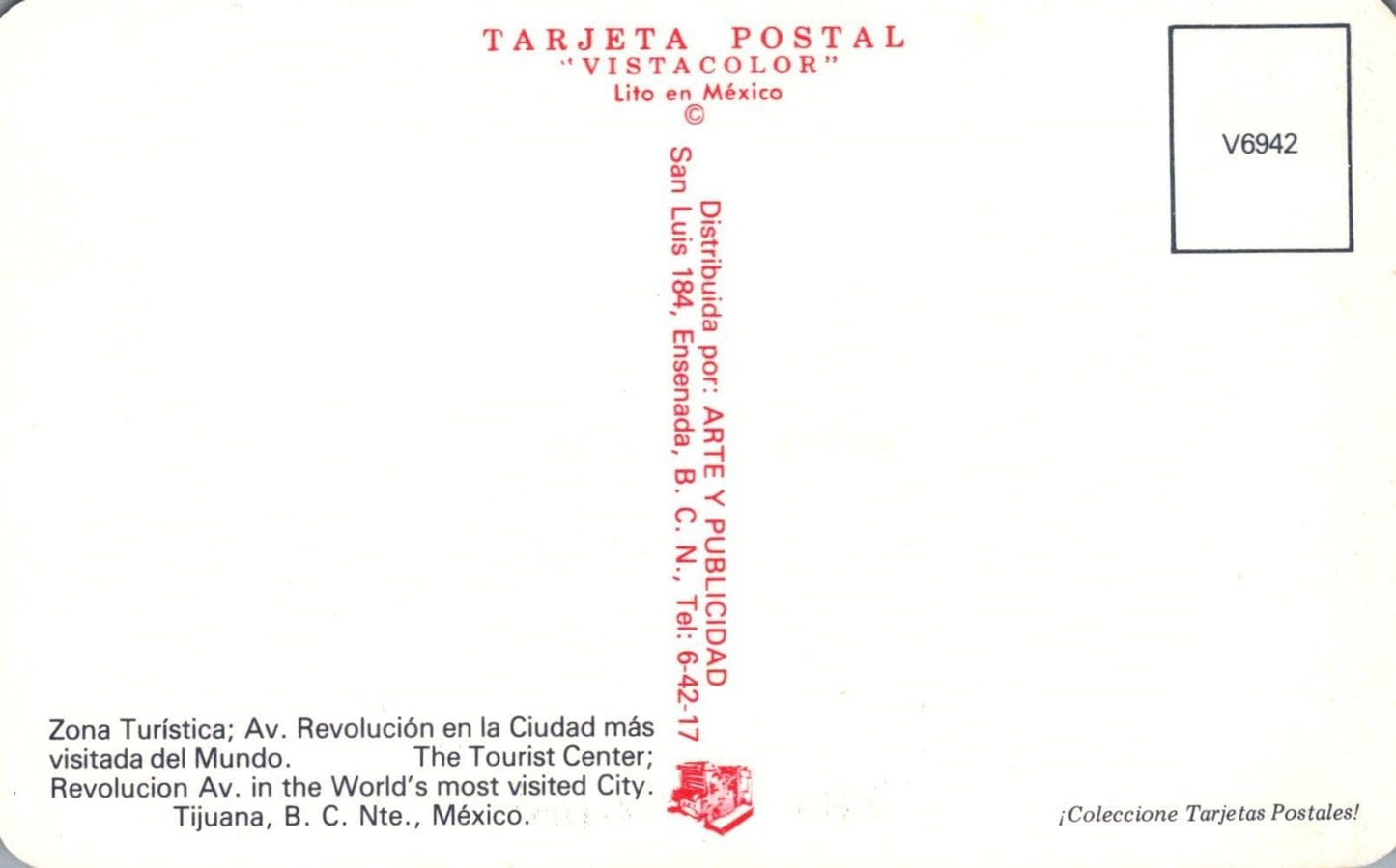 Mexico Postcard - Revolution Av. In The World's Most Visited City. Tijuana - Mo’s Postcards