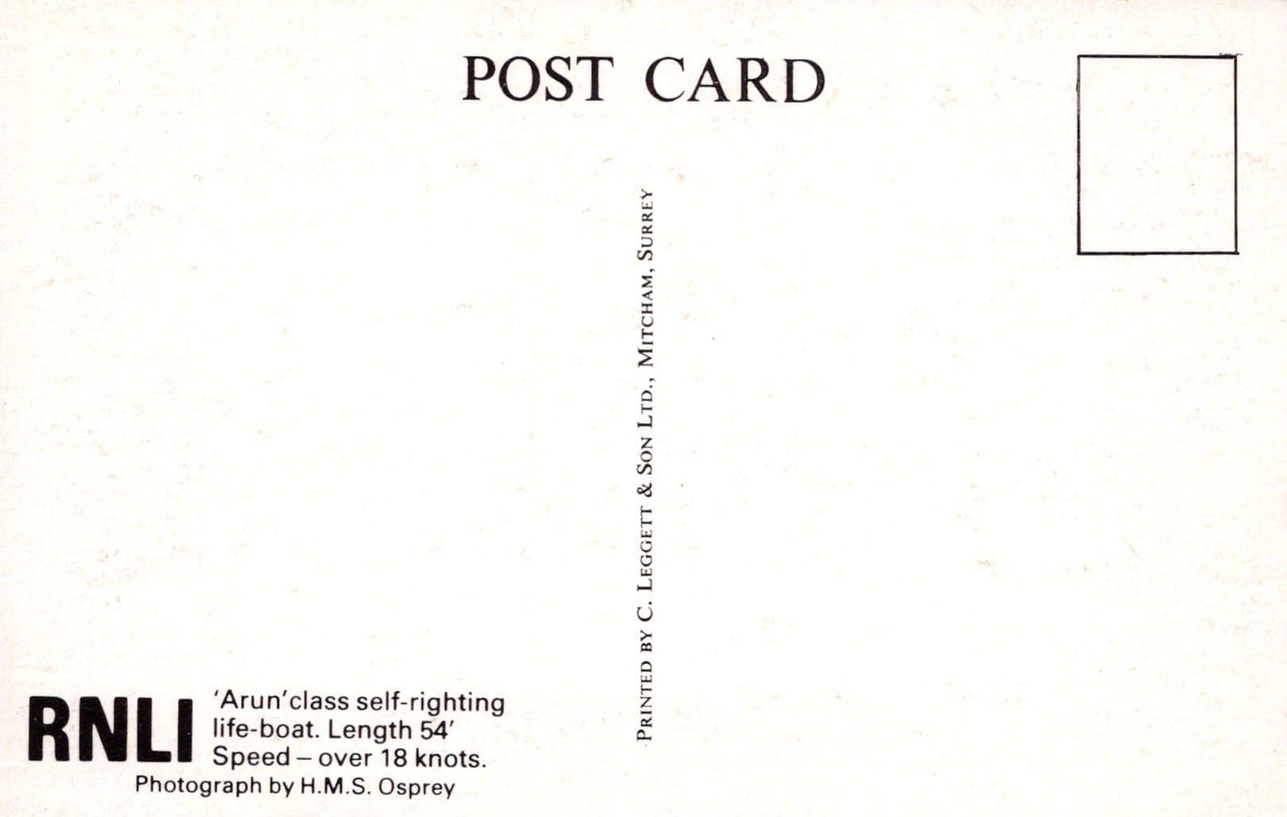 Shipping Postcard - RNLI 'Arun' Class Self-Righting Life-Boat - Mo’s Postcards