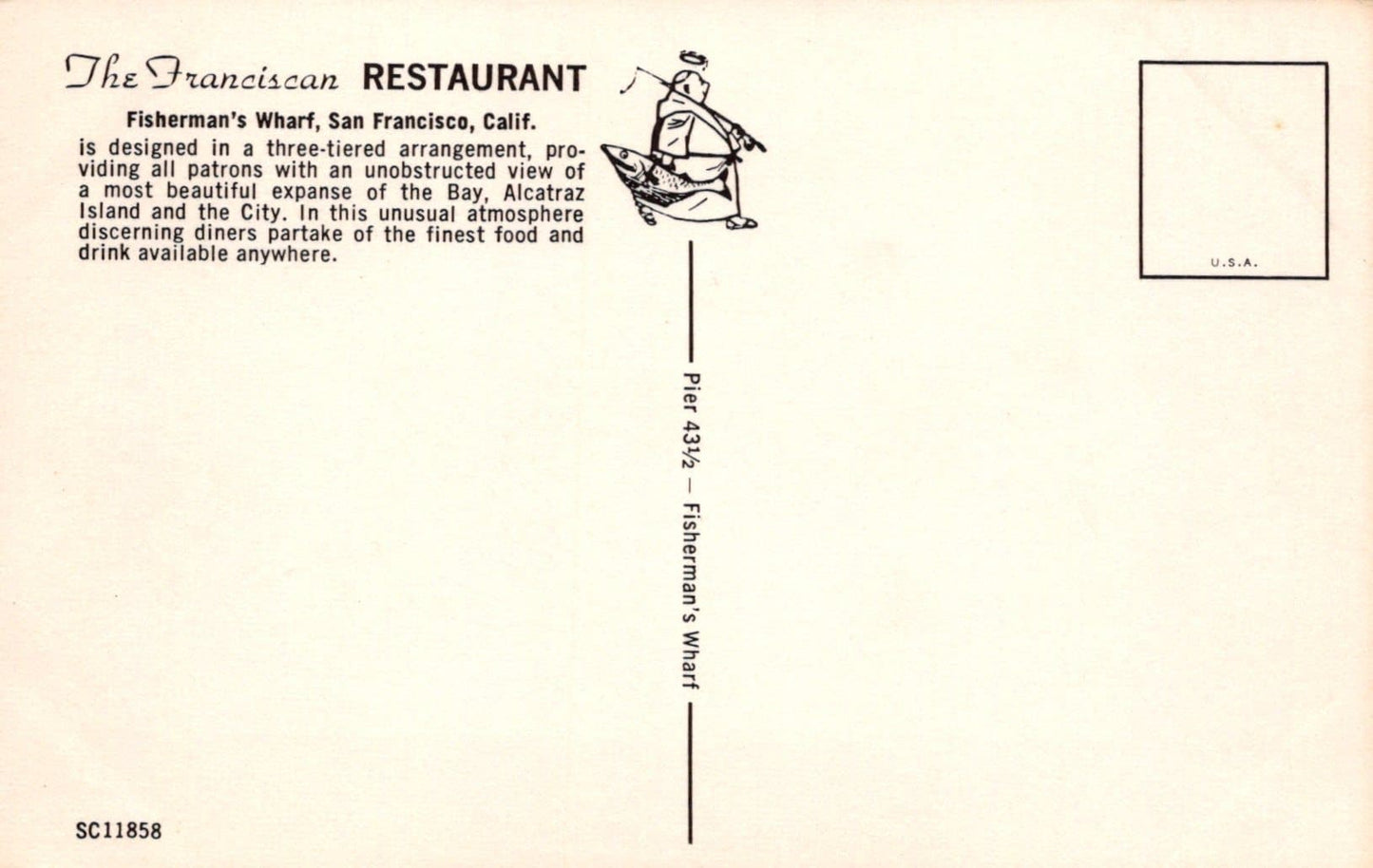 America Postcard - The Franciscan Restaurant, Fisherman's Wharf, San Francisco, California - Mo’s Postcards