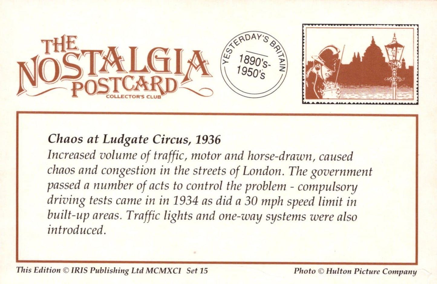 London Postcard - Chaos at Ludgate Circus, 1936 - Mo’s Postcards