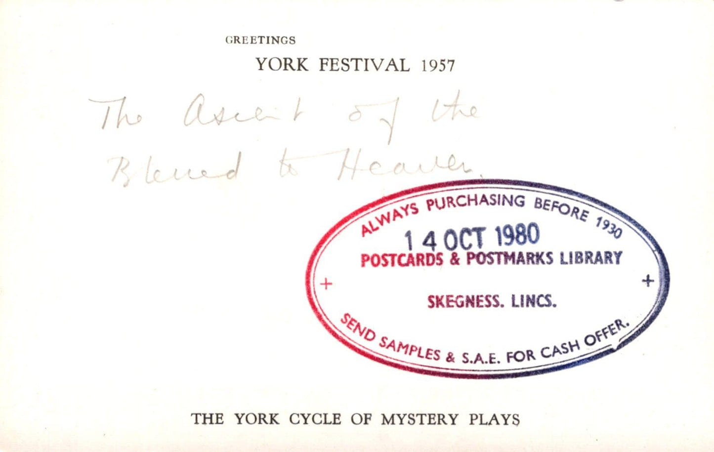 Theatrical Postcard - York Festival 1957 - The York Cycle of Mystery Plays - Mo’s Postcards