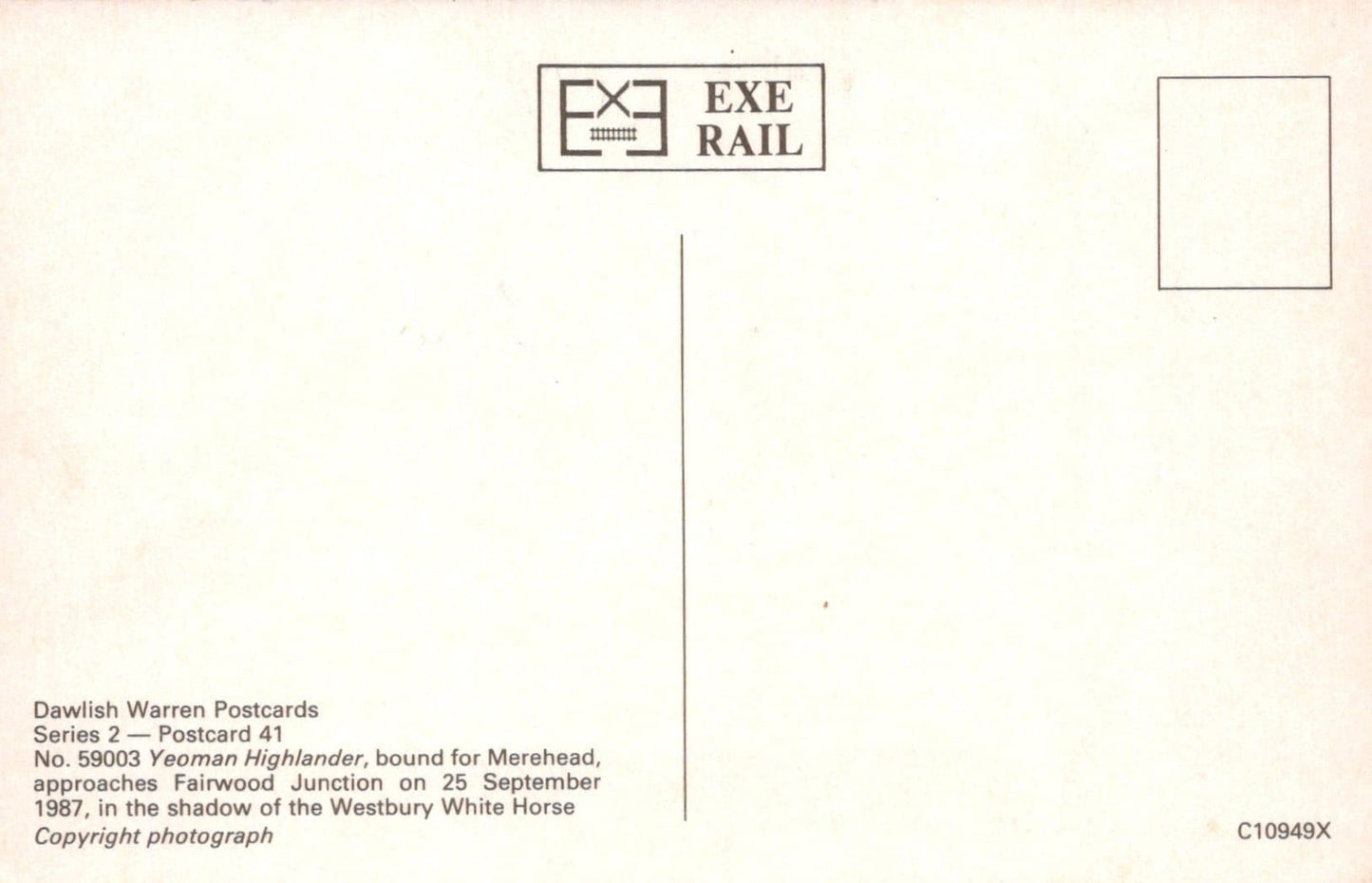 Railways Postcard - No 59003 Yeoman Highlander Approaches Fairwood Junction in 1987 - Mo’s Postcards