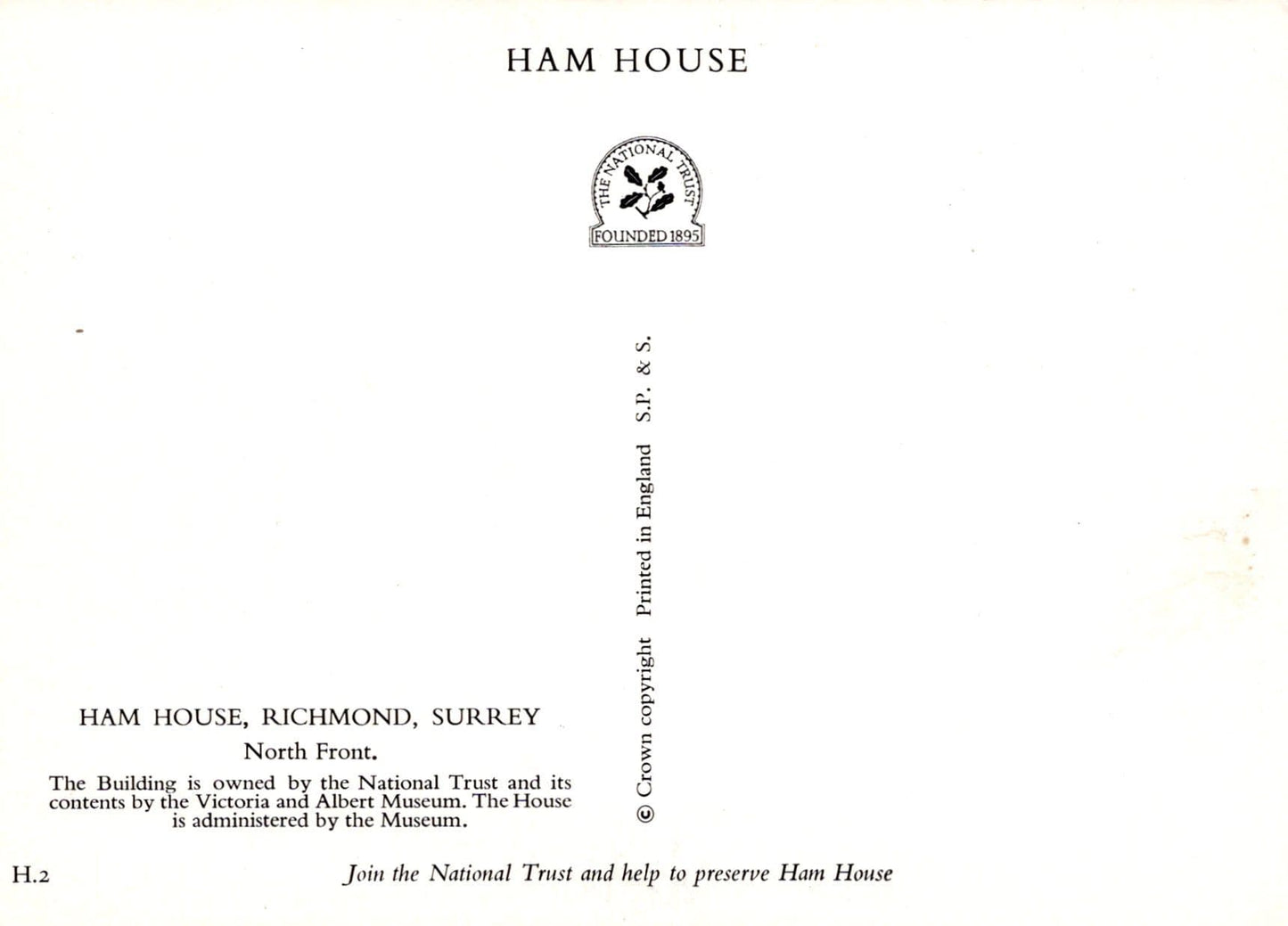 Surrey Postcard - The North Front, Ham House, Richmond - Mo’s Postcards