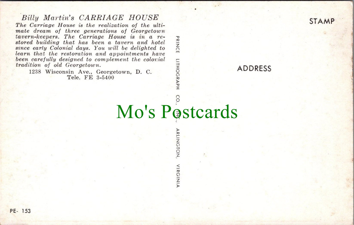 Billy Martin's Carriage House, Georgetown