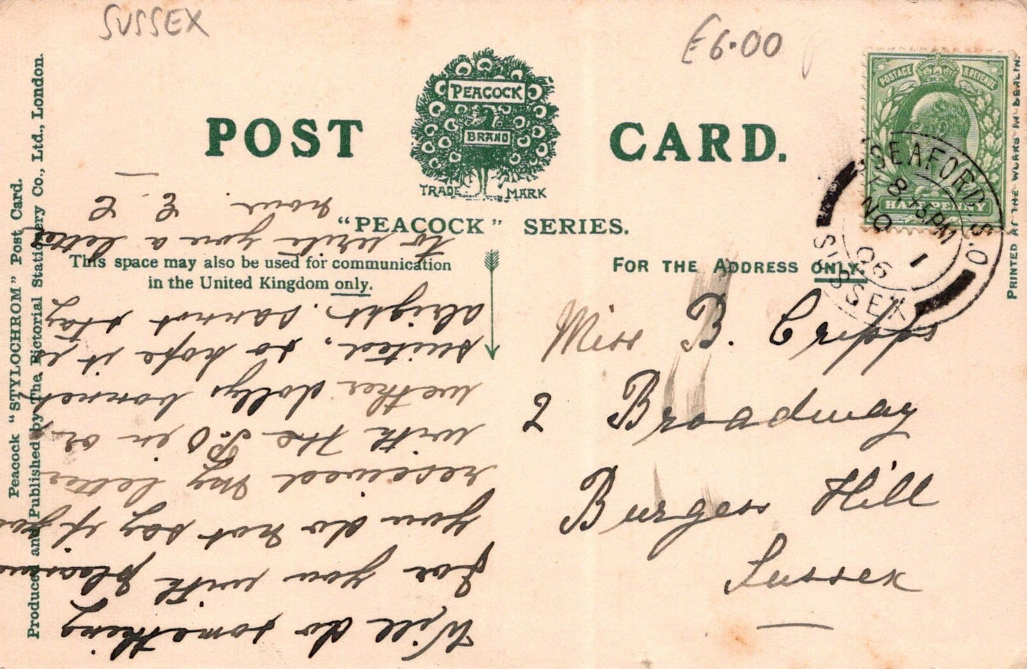 Sussex Postcard - Seaford - Blatchington Village, 1906 - Mo’s Postcards