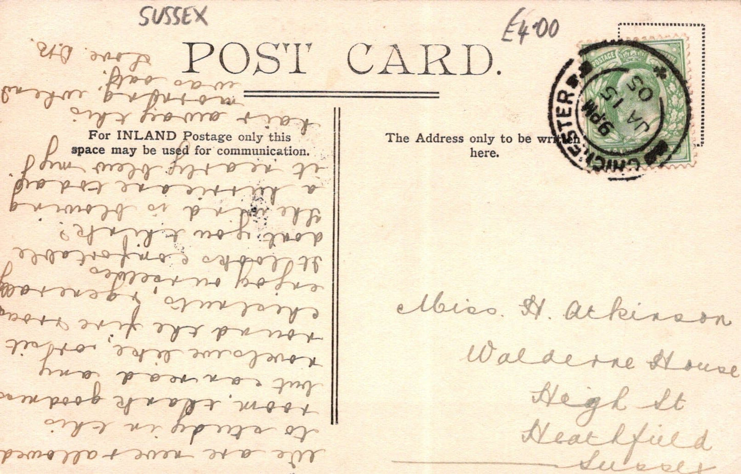 Sussex Postcard - Recreation Room, Bishop Otters' College, Chichester, 1905 - Mo’s Postcards