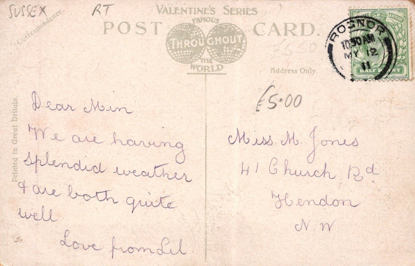 Sussex Postcard - The Arcade, Bognor, 1911 - Mo’s Postcards