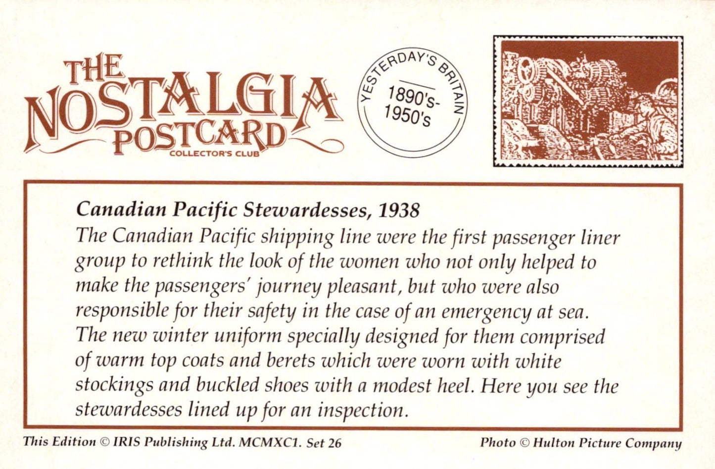 Nostalgia Postcard - Canadian Pacific Stewardesses, 1938 - Mo’s Postcards