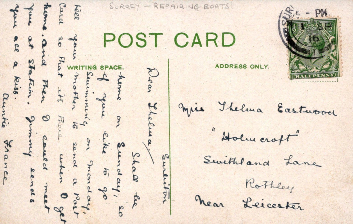 Surrey Postcard - View of Richmond, 1916 - Mo’s Postcards