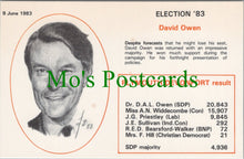 Load image into Gallery viewer, Politics Postcard, Election 1983, Politician David Owen
