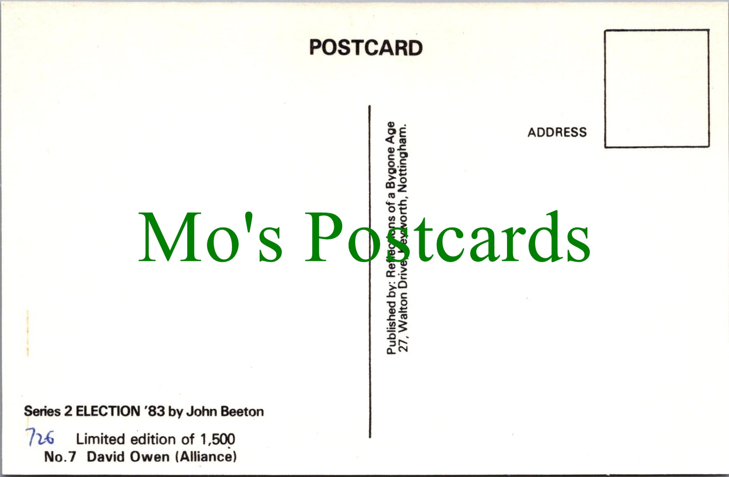 Politics Postcard, Election 1983, Politician David Owen