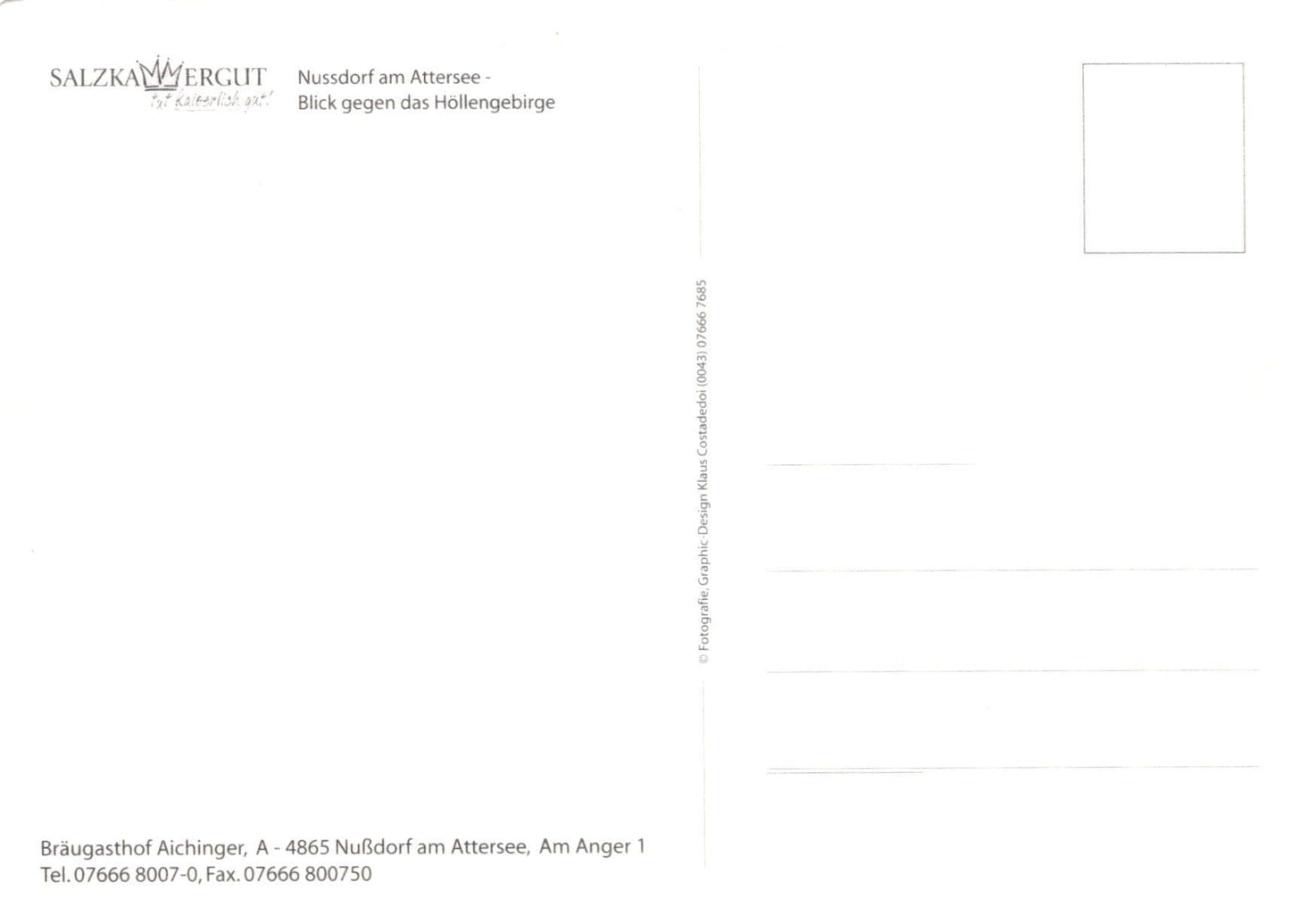 Austria Postcard - Braugasthof Aichinger, Nussdorf Am Attersee, Salzkammergut - Mo’s Postcards