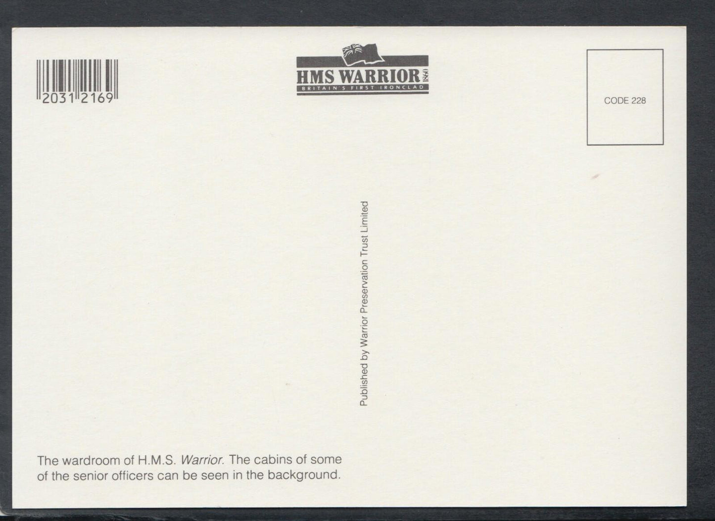 Shipping Postcard - The Wardroom, HMS Warrior, Portsmouth RR7275