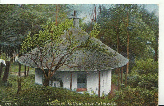 Cornwall Postcard: A Cornish Cottage Near Falmouth Round House 1910’s 9262A