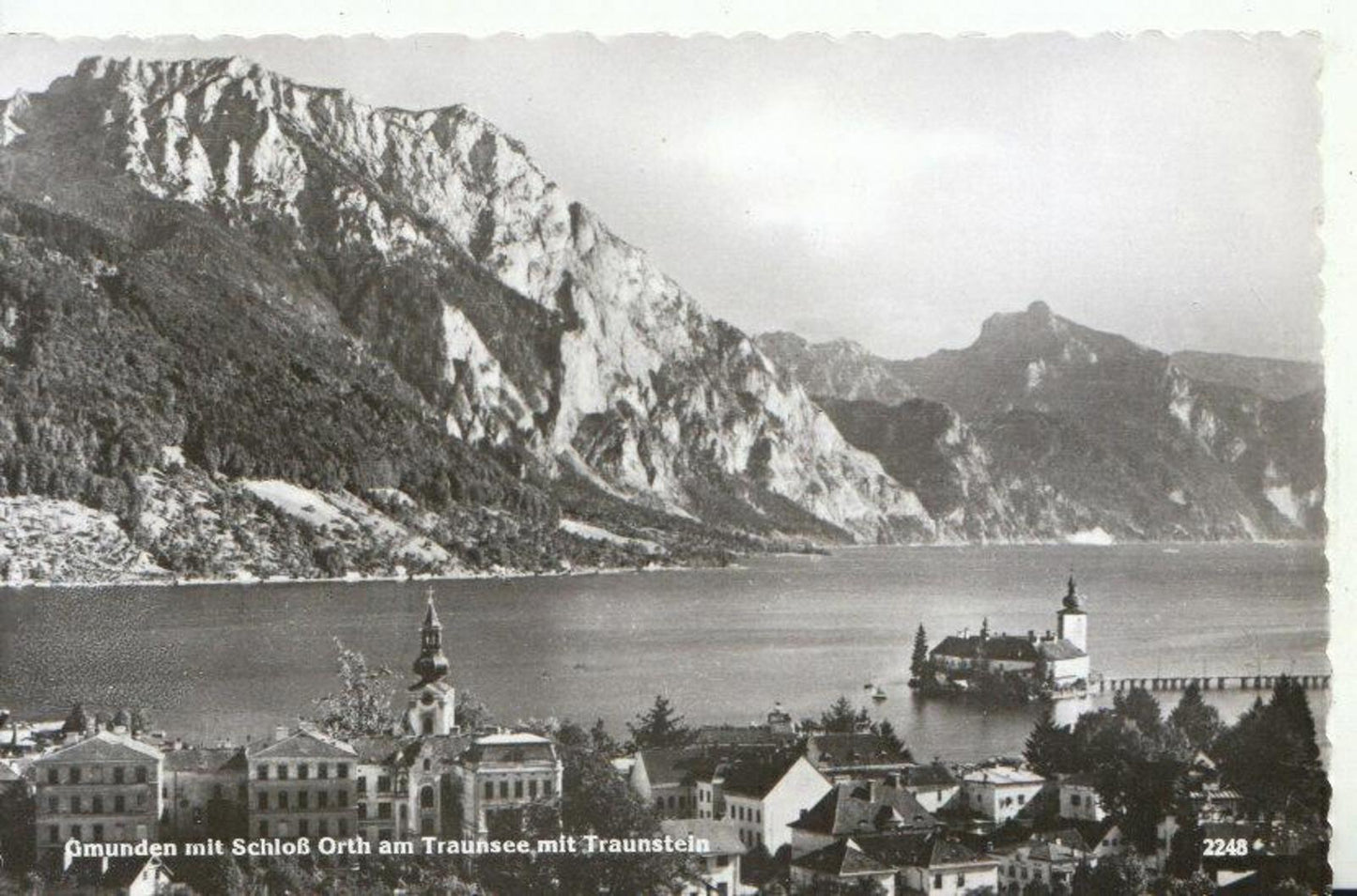 Austria Postcard: Schloss Orth Am Traunsee Mit Traunstein Mountain 1950s 10098A