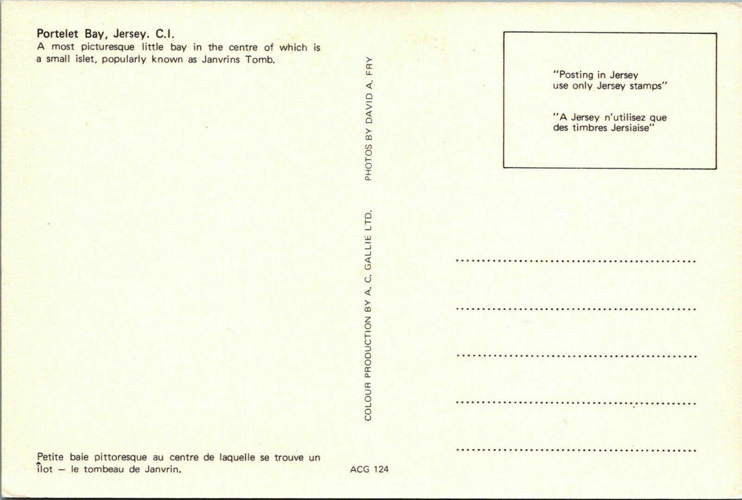 Channel Islands Postcard - Portelet Bay, Jersey  RR14008