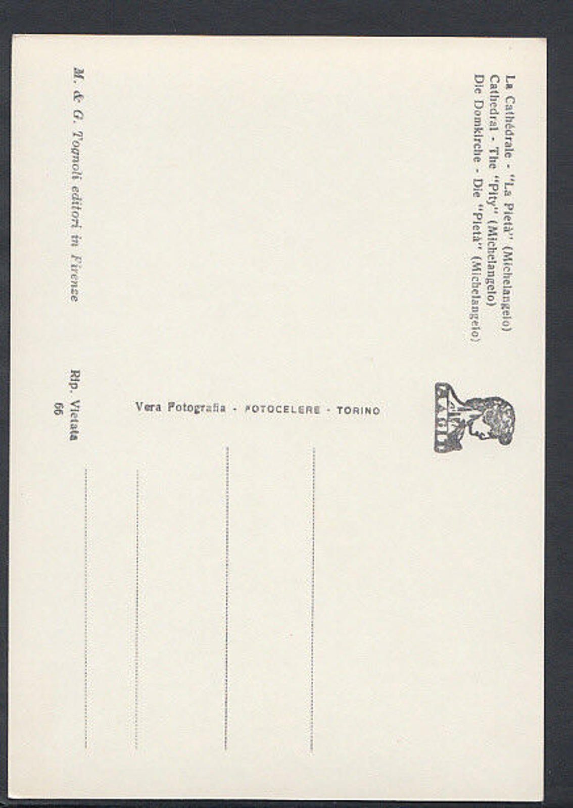 Italy Postcard - Firenze - Cattedrale - La Pieta (Michelangelo)  RR2231
