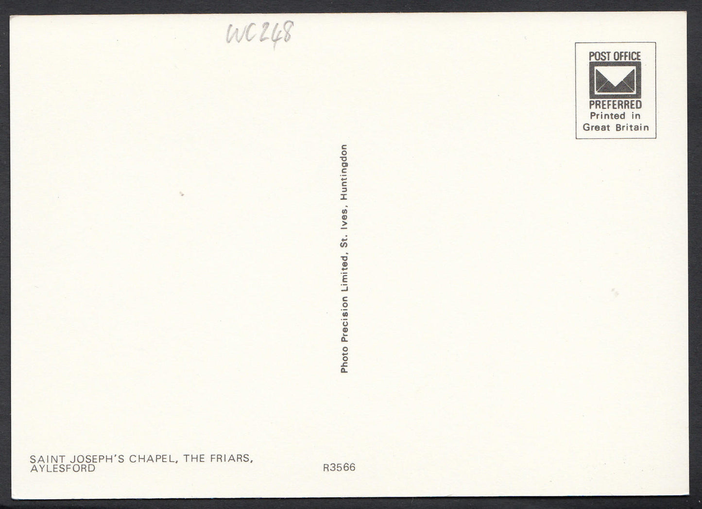 Kent Postcard - Saint Joseph's Chapel, The Friars, Aylesford   WC248