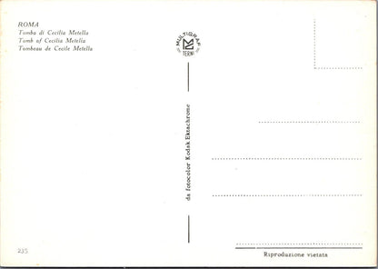 Italy Postcard - Roma / Rome - Tomb of Cecilia Metella RRR1427