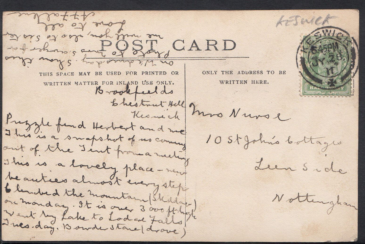 Cumbria Postcard - Very Animated Scene at Keswick    P591
