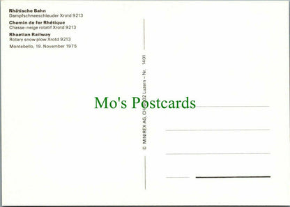 Switzerland Postcard - Rhatische Bahn, Dampfschneeschleuder Xrotd 9213 - RR12004