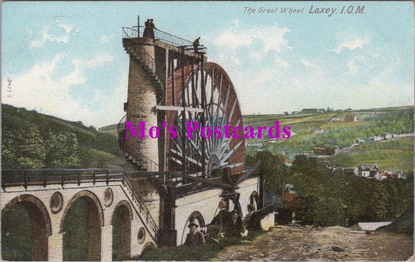Isle of Man Postcard - The Great Wheel, Laxey. Posted in 1906 - HM142