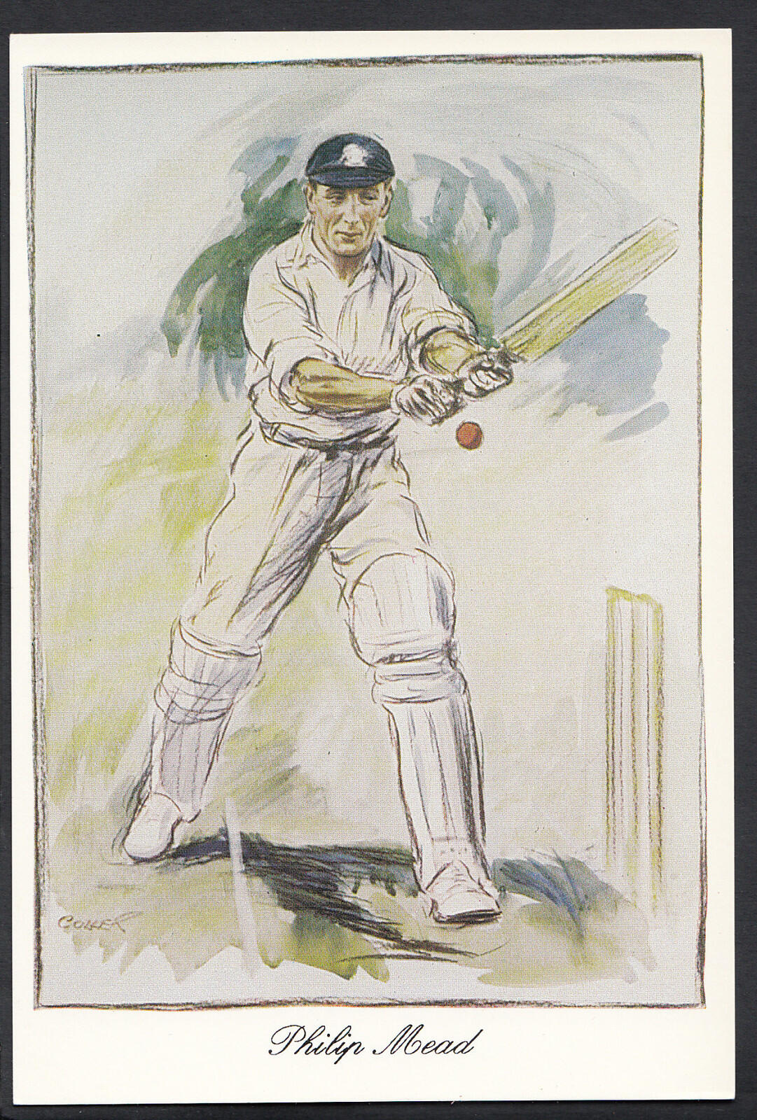 Cricket Postcard: Philip Mead Hampshire England Player Henry Coller 1990's A8167