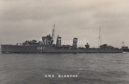 Naval History Postcard -H.M.S Blanche, British Royal Navy B-Class Destroyer XT68