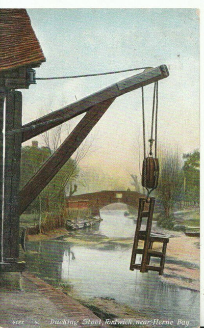 Kent Postcard: Fordwich Ducking Chair, River Stour Mechanical Stool 1906 15825A