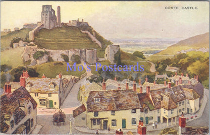 Dorset Postcard - Corfe Castle. Artist Ernest William Haslehust  DC2289