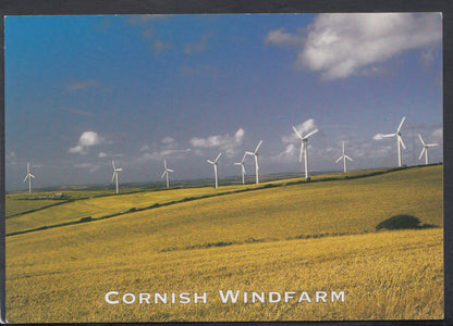 Cornwall Postcard: Cornish Windfarm Delabole Wind Turbines Field RR4726