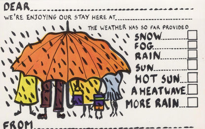 Greetings Postcard - Weather Report, Snow, Fog, Rain, Sun, Heatwave  XT32