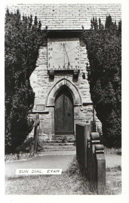 Derbyshire Postcard: Eyam Church, Historic Sundial Over South Doorway 15663A