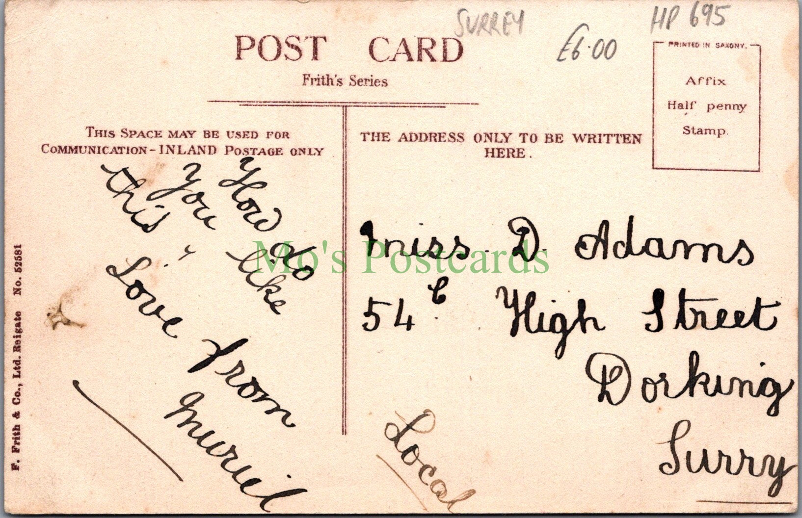Surrey Postcard - Westhumble Village, Nr Dorking  HP695