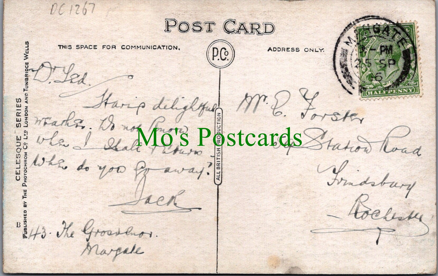 Kent Postcard - Margate, Palm Bay    DC1267