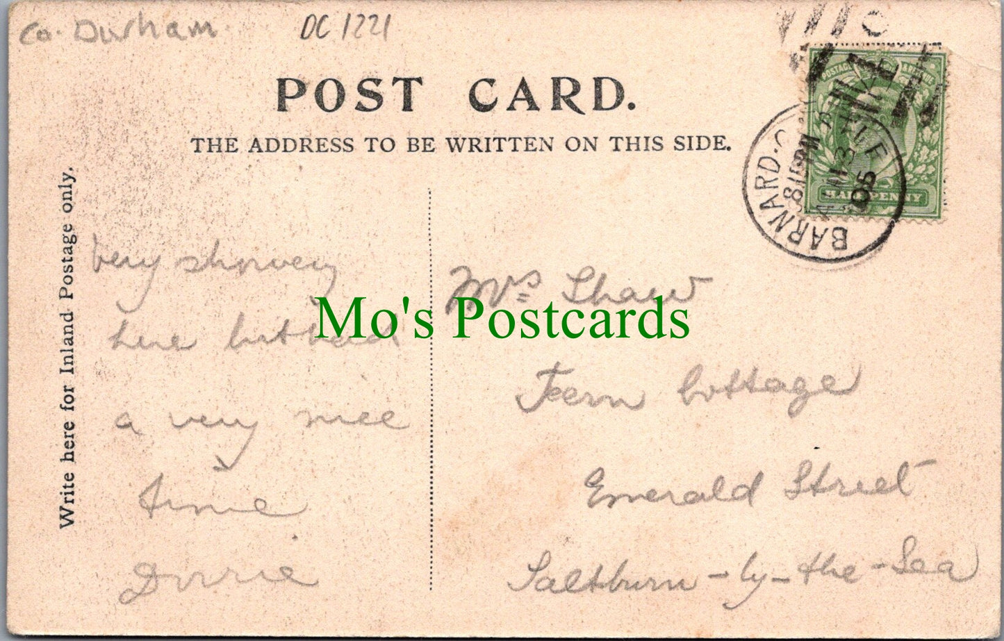 Co Durham Postcard - Raby Castle   DC1221