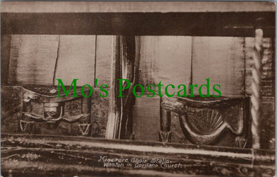 Somerset Postcard - Weston in Gordano Church, Miserere Choir Stalls  SW11832