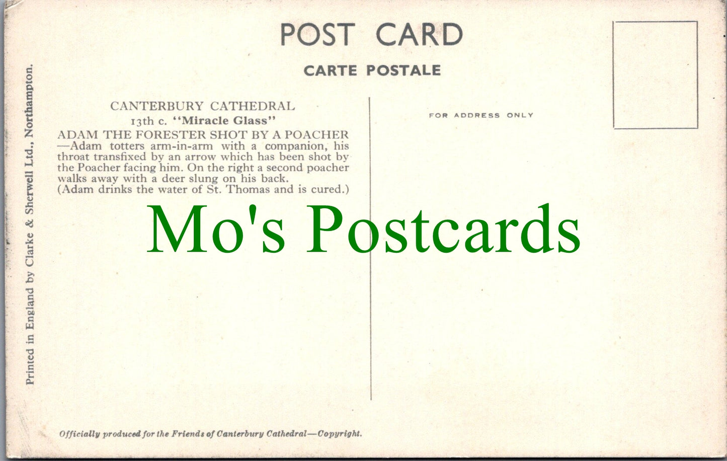 Kent Postcard - Canterbury Cathedral, 13th Century Miracle Glass  SW11846