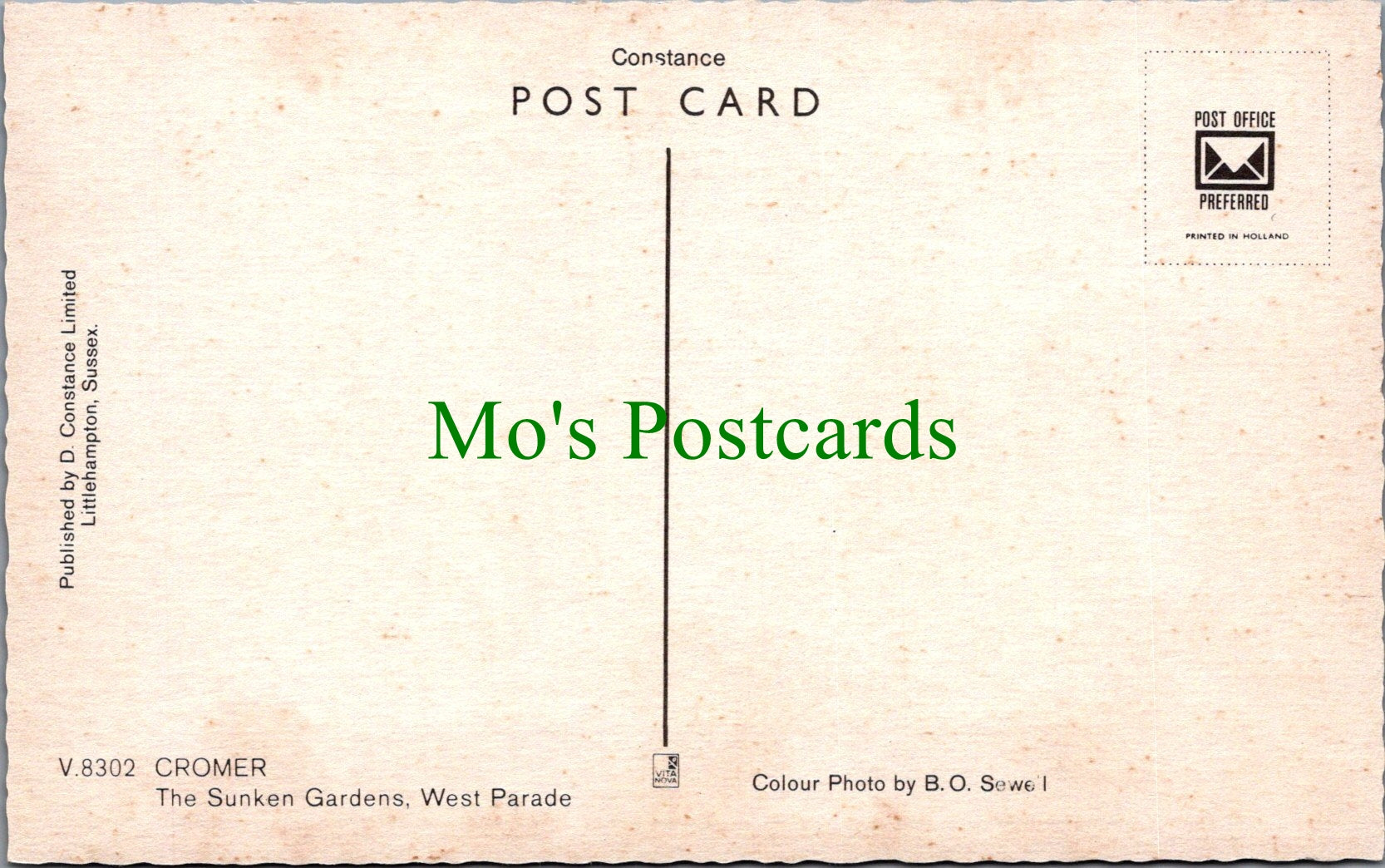 Norfolk Postcard - Cromer, The Sunken Gardens, West Parade SW13428