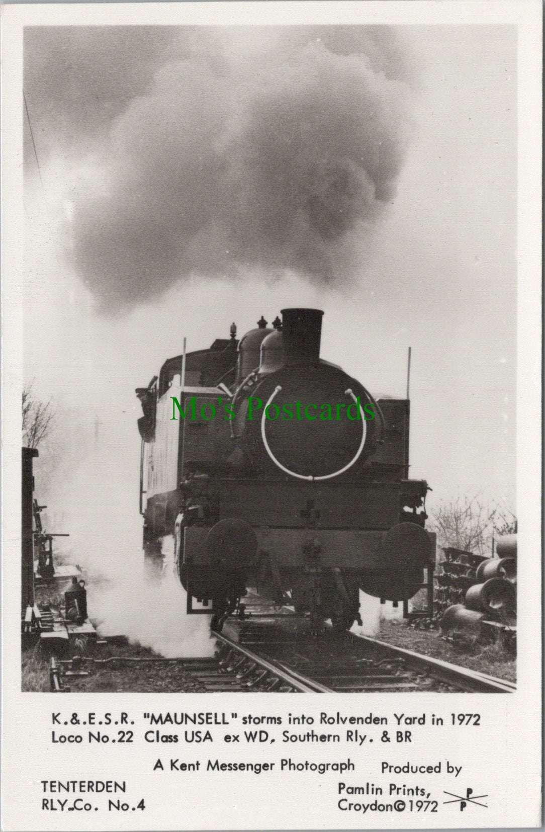 Railway Transport Postcard - K & E.S.R "Maunsell" Storms Into Rolvenden Yard SW13523