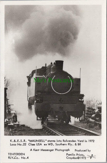 Railway Transport Postcard - K & E.S.R "Maunsell" Storms Into Rolvenden Yard SW13523