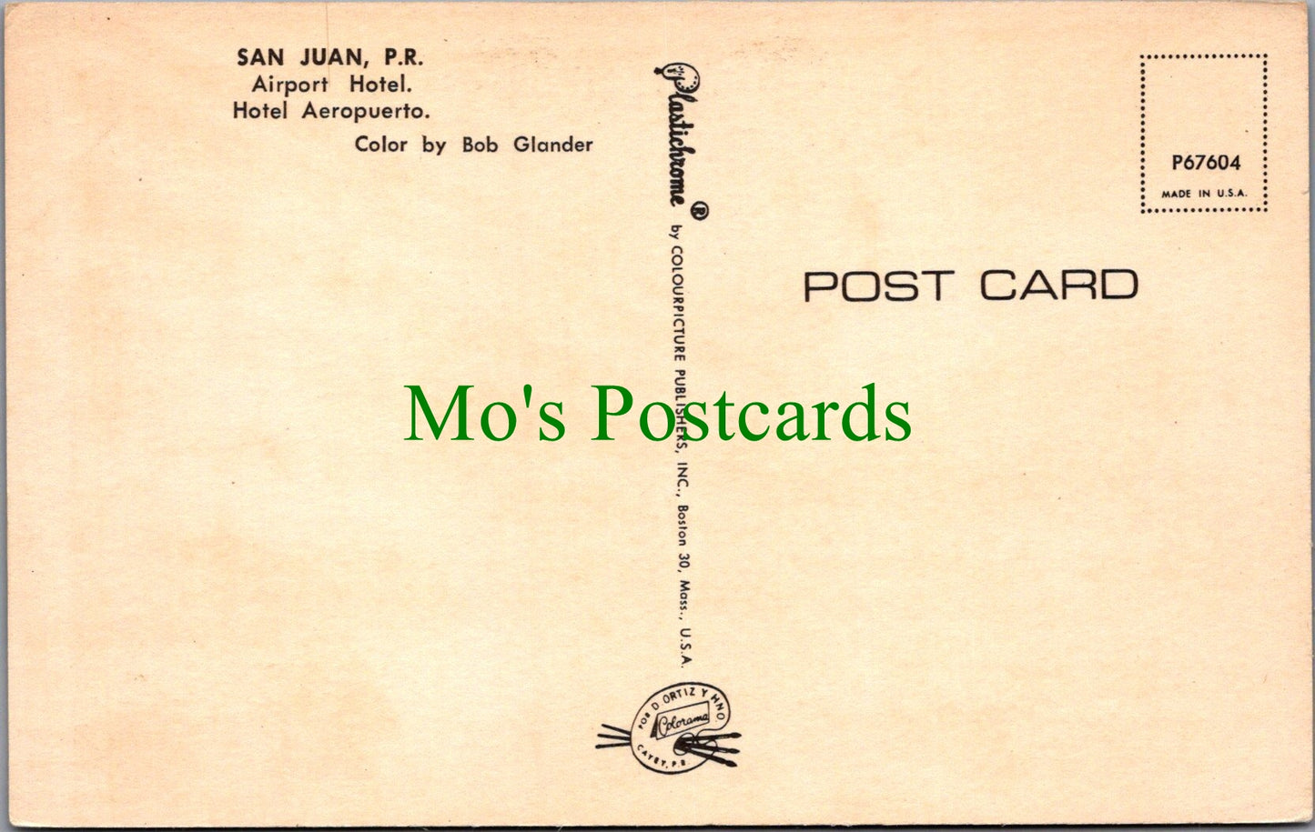 Puerto Rico Postcard - San Juan Airport Hotel SW12697