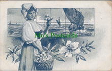 Load image into Gallery viewer, Art Postcard - Lady and a Sailing Boat Scene  SW12718
