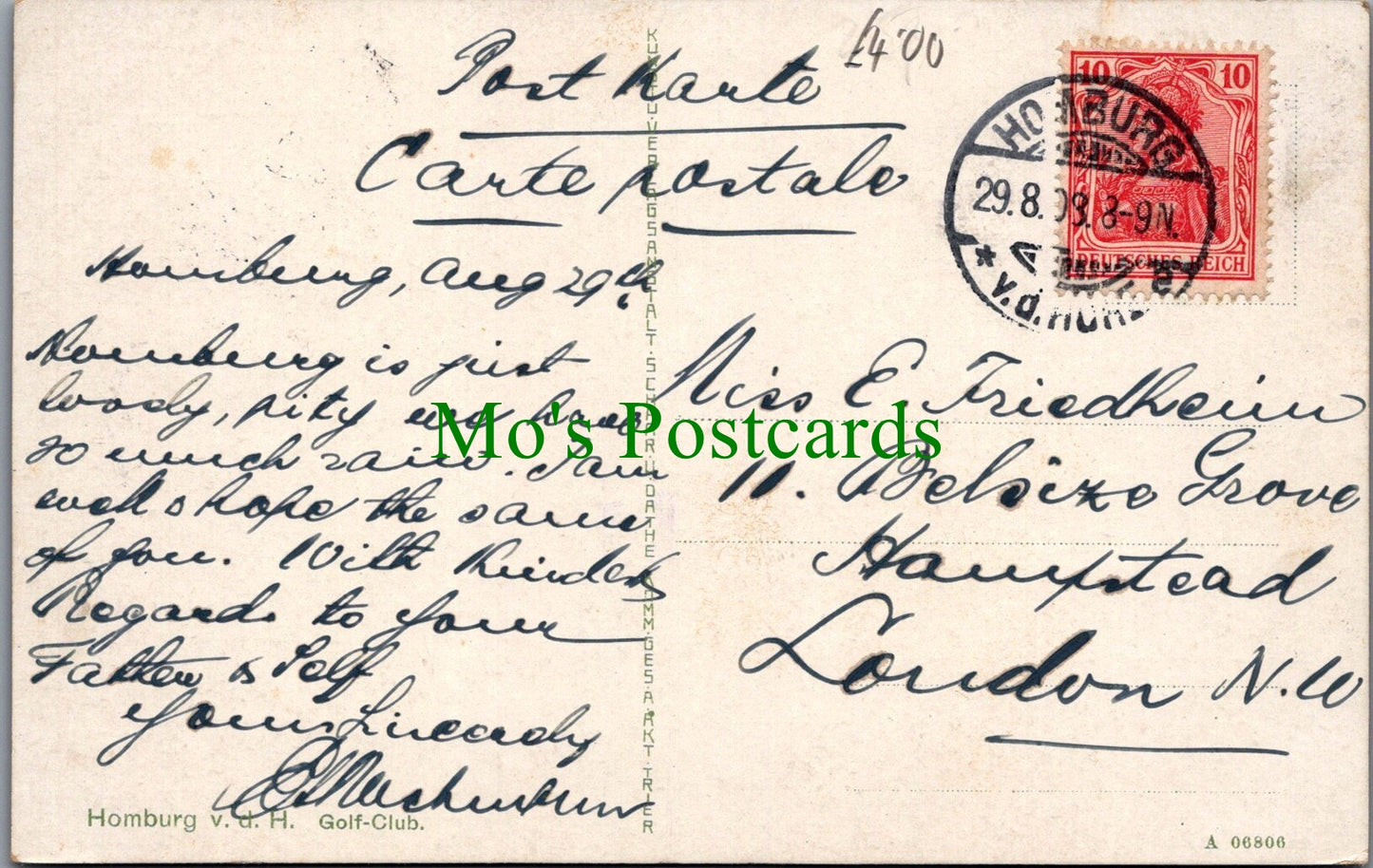 Germany Postcard - Homburg v.d.H Golf Club SW11112
