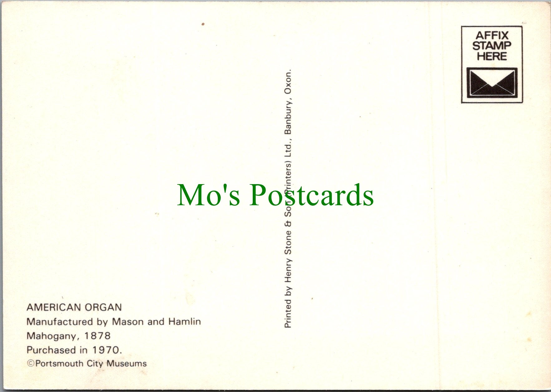 Music Postcard - American Organ, Mason and Hamlin SW11349