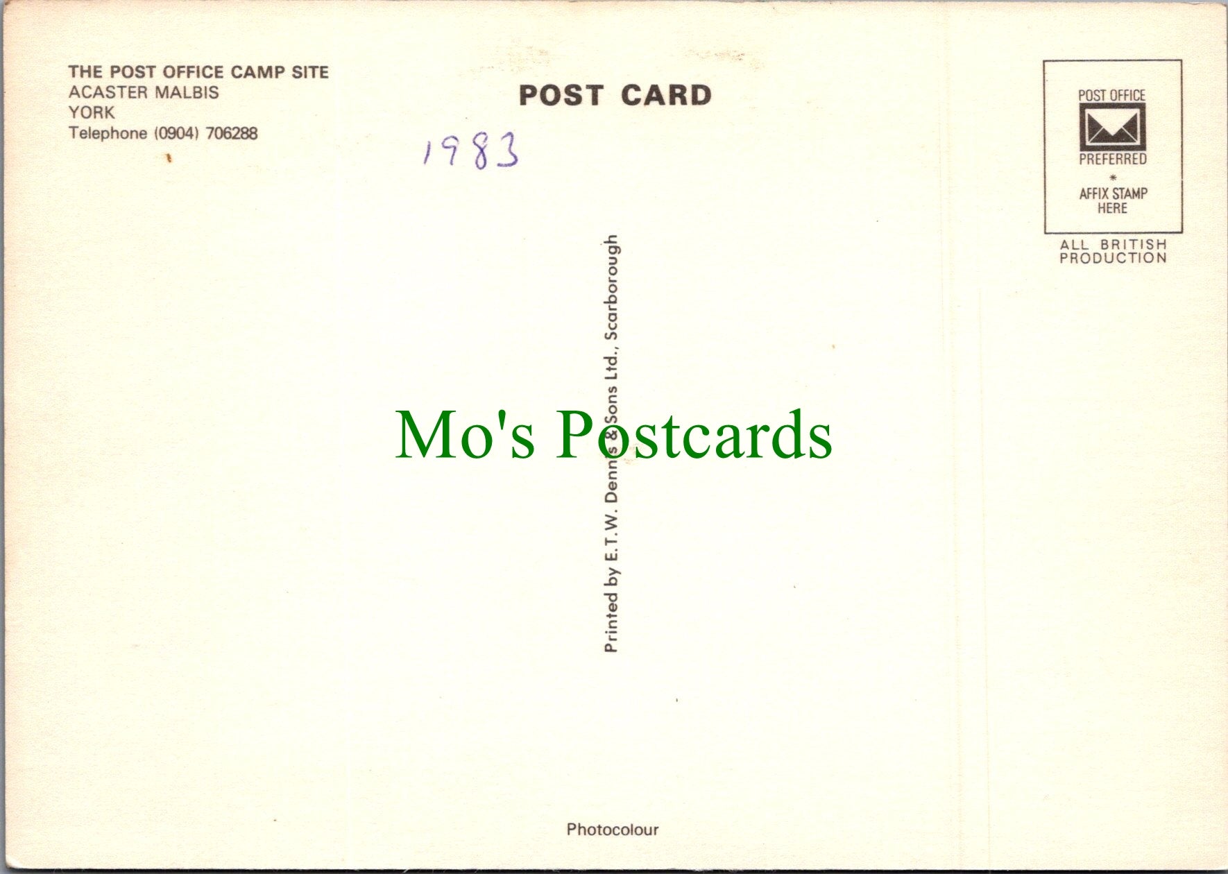 Yorkshire Postcard - The Post Office Camp Site, Acaster Malbis, York  SW11350