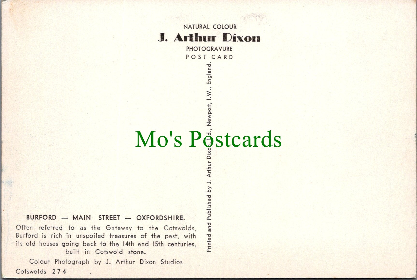 Oxfordshire Postcard - Burford Main Street  SW11403